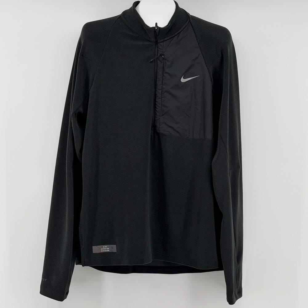 Nike Running Division Dri-FIT Top Mens Large Black Half-Zip FB8540-010 Pullover